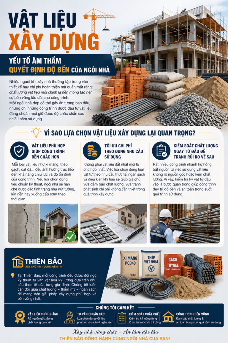 🏗️ VẬT LIỆU XÂY DỰNG – YẾU TỐ ÂM THẦM QUYẾT ĐỊNH ĐỘ BỀN CỦA NGÔI NHÀ
