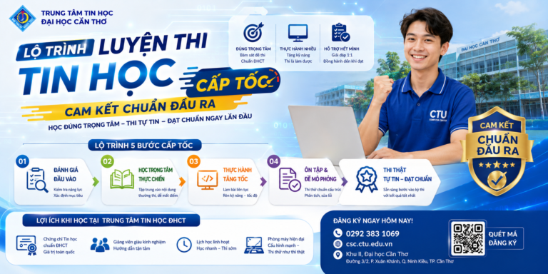 Lộ Trình Luyện Thi Tin Học Cấp Tốc, Cam Kết Chuẩn Đầu Ra Tại Trung Tâm Tin Học ĐHCT
