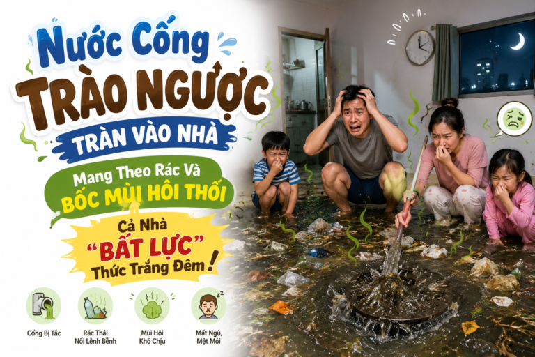Nước Cống Trào Ngược Tràn Vào Nhà, Mang Theo Rác Và Bốc Mùi Hôi Thối – Cả Nhà “Bất Lực” Thức Trắng Đêm! 🚨💧