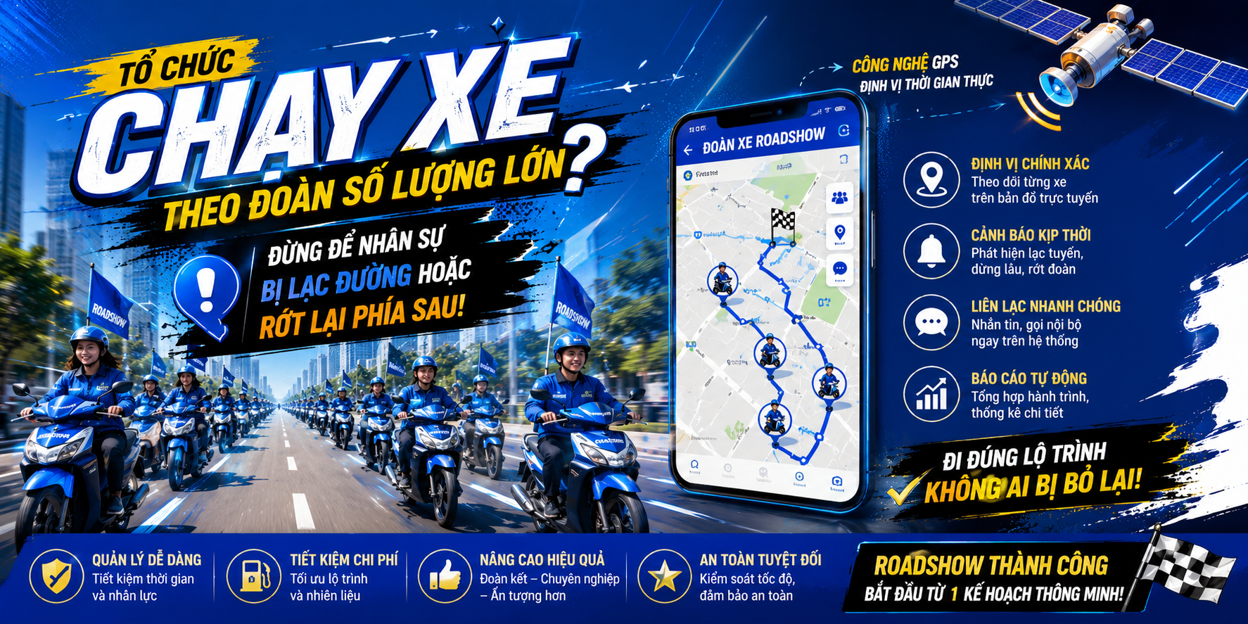 Tổ Chức Chạy Xe Theo Đoàn Số Lượng Lớn? Đừng Để Nhân Sự Bị Lạc Đường Hoặc Rớt Lại Phía Sau!
