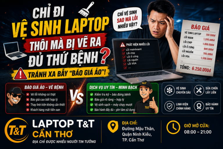 Chỉ Đi Vệ Sinh Laptop Thôi Mà Bị Vẽ Ra Đủ Thứ Bệnh? Tránh Xa Bẫy “Báo Giá Ảo”! 💻⚠️