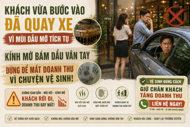 Khách Vừa Bước Vào Đã Quay Xe Vì Mùi Dầu Mỡ Tích Tụ, Kính Mờ Bám Dấu Vân Tay – Đừng Để Mất Doanh Thu Vì Chuyện Vệ Sinh! 🏪✨