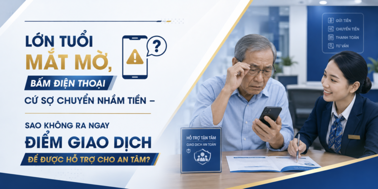 Lớn Tuổi Mắt Mờ, Bấm Điện Thoại Cứ Sợ Chuyển Nhầm Tiền – Sao Không Ra Ngay Điểm Giao Dịch Để Được Hỗ Trợ Cho An Tâm? 📱👵👴