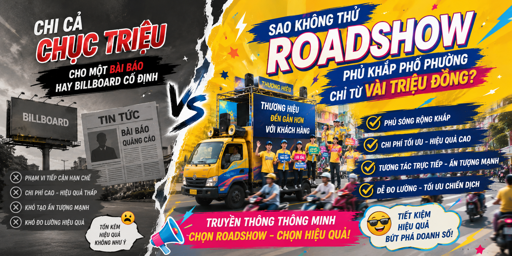 Chi Cả Chục Triệu Cho Một Bài Báo Hay Billboard Cố Định – Sao Không Thử Roadshow Phủ Khắp Phố Phường Chỉ Từ Vài Triệu Đồng?