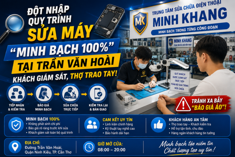 Đột Nhập Quy Trình Sửa Máy “Minh Bạch 100%” Tại Trần Văn Hoài: Khách Giám Sát, Thợ Trao Tay! 🔍📱