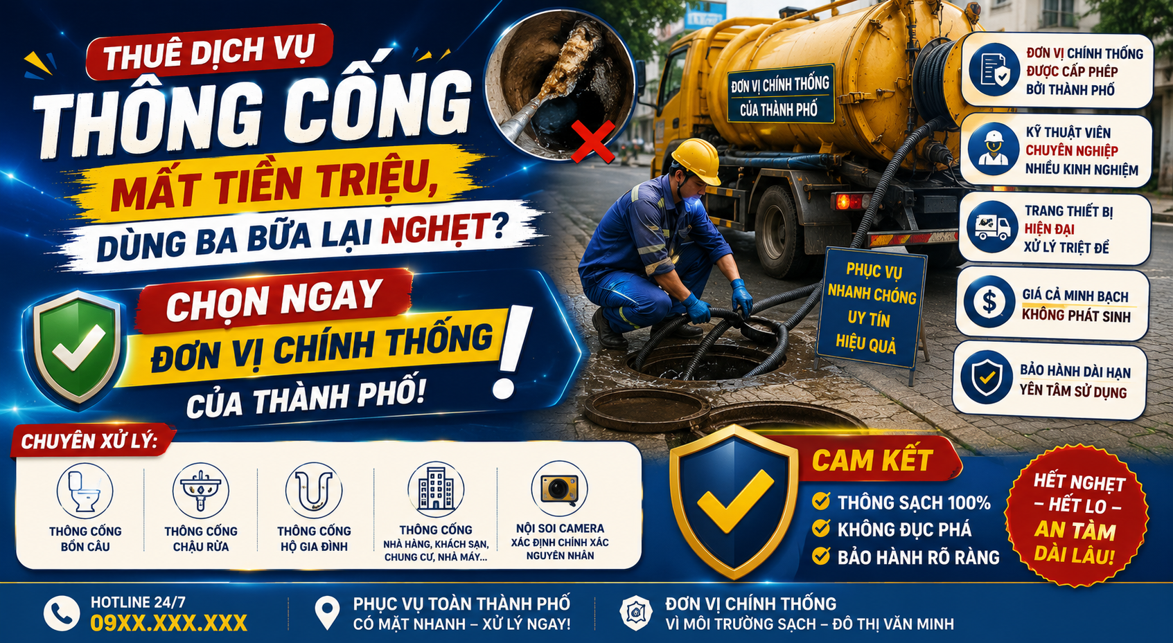 Thuê Dịch Vụ Thông Cống Mất Tiền Triệu, Dùng Ba Bữa Lại Nghẹt? Chọn Ngay Đơn Vị Chính Thống Của Thành Phố! 🚰⚠️