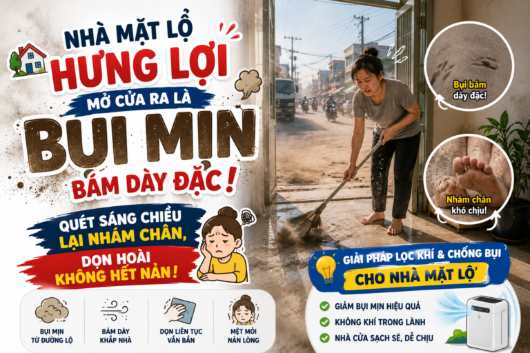 Nhà Mặt Lộ Hưng Lợi Mở Cửa Ra Là Bụi Mịn Bám Dày Đặc – Quét Sáng Chiều Lại Nhám Chân, Dọn Hoài Không Hết Nản! 🌫️🏠