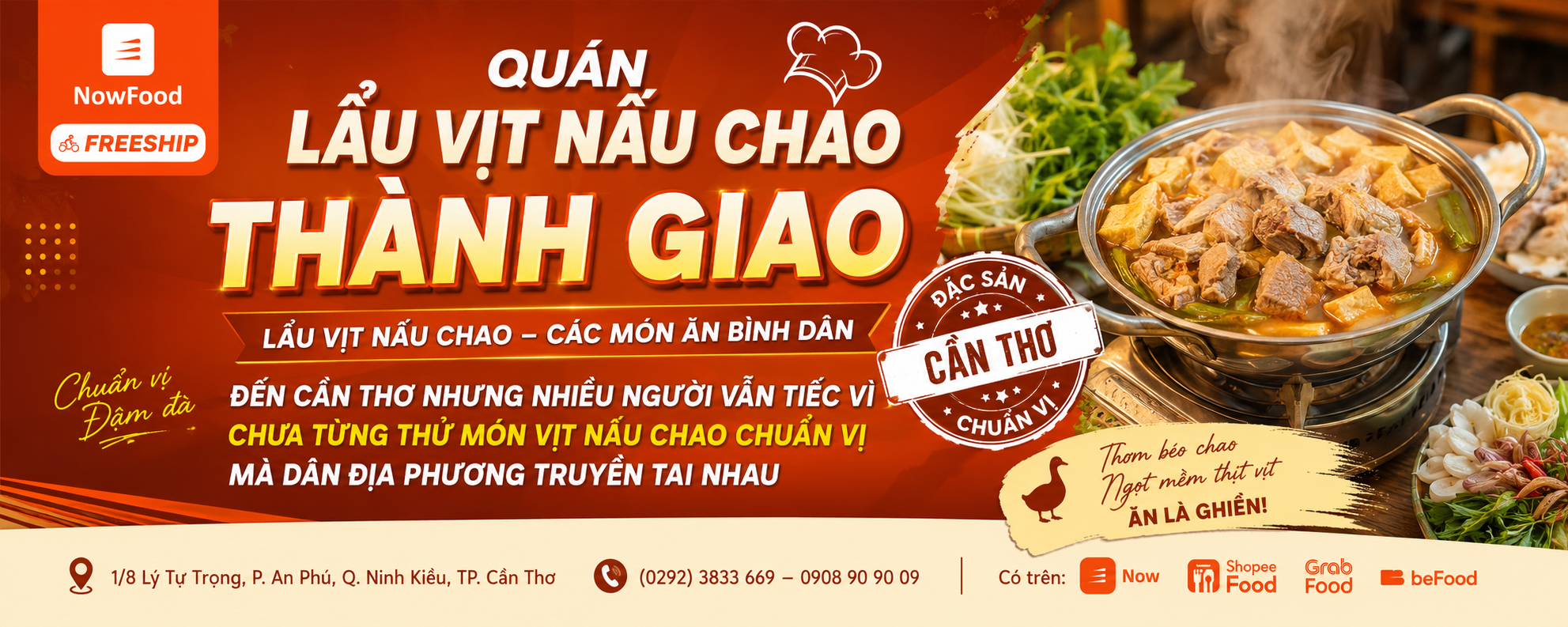 QUÁN LẨU VỊT NẤU CHAO THÀNH GIAO – ĐẾN CẦN THƠ NHƯNG NHIỀU NGƯỜI VẪN TIẾC VÌ CHƯA TỪNG THỬ MÓN VỊT NẤU CHAO CHUẨN VỊ MÀ DÂN ĐỊA PHƯƠNG TRUYỀN TAI NHAU