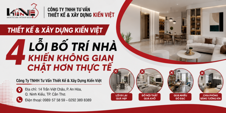 THIẾT KẾ & XÂY DỰNG KIẾN VIỆT – 4 LỖI BỐ TRÍ NHÀ KHIẾN KHÔNG GIAN CHẬT HƠN THỰC TẾ