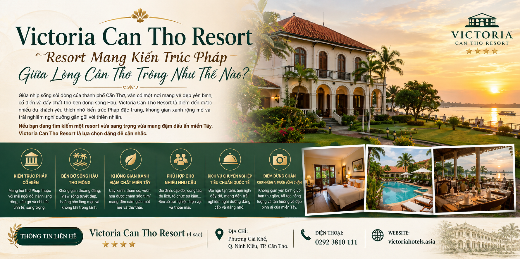 Victoria Can Tho Resort – Resort Mang Kiến Trúc Pháp Giữa Lòng Cần Thơ Trông Như Thế Nào?