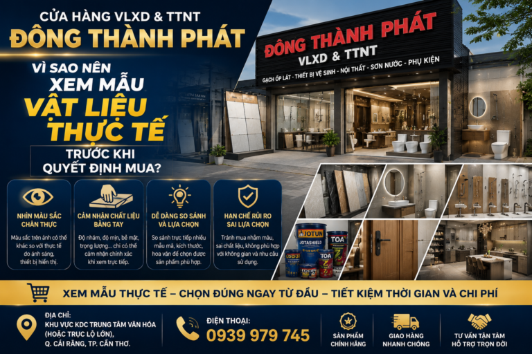 CỬA HÀNG VLXD & TTNT ĐÔNG THÀNH PHÁT – VÌ SAO NÊN XEM MẪU VẬT LIỆU THỰC TẾ TRƯỚC KHI QUYẾT ĐỊNH MUA?.