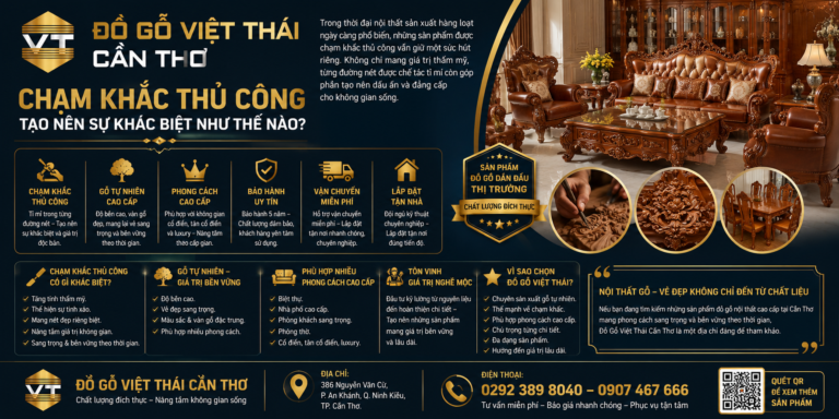 ĐỒ GỖ VIỆT THÁI CẦN THƠ – CHẠM KHẮC THỦ CÔNG TẠO NÊN SỰ KHÁC BIỆT NHƯ THẾ NÀO?