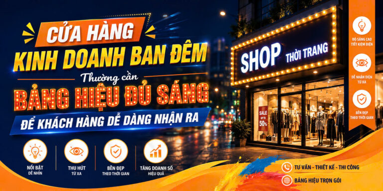 QUẢNG CÁO BẢNG HIỆU LED QUANG THANH – CỬA HÀNG KINH DOANH BAN ĐÊM THƯỜNG CẦN BẢNG HIỆU ĐỦ SÁNG ĐỂ KHÁCH HÀNG DỄ DÀNG NHẬN RA