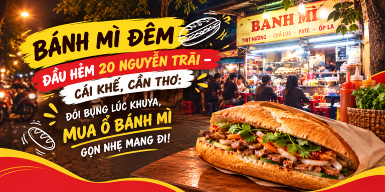 🥖 BÁNH MÌ ĐÊM ĐẦU HẺM 20 NGUYỄN TRÃI – CÁI KHẾ, CẦN THƠ: ĐÓI BỤNG LÚC KHUYA, MUA Ổ BÁNH MÌ GỌN NHẸ MANG ĐI!